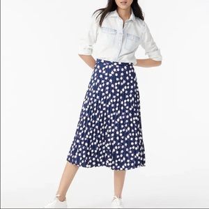 J.Crew Pleated Midi Skirt blue with pink florals NWT